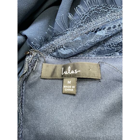 Lulus Waiting For Love Lace Blue Polyester Gown Size M - Picture 4 of 5